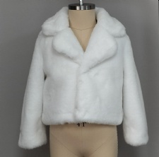 White Faux-fur Cropped Baby Jacket