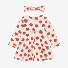 Ivory Cotton Red Apples Dress Set
