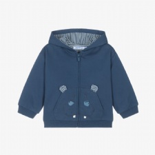 BLue Zip Up Hooded Top With Hippo Motif