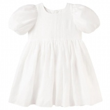 Puff Sleeve Bow Back Dress - Ivory
