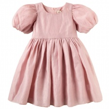Puff Sleeve Bow Back Dress - Blush